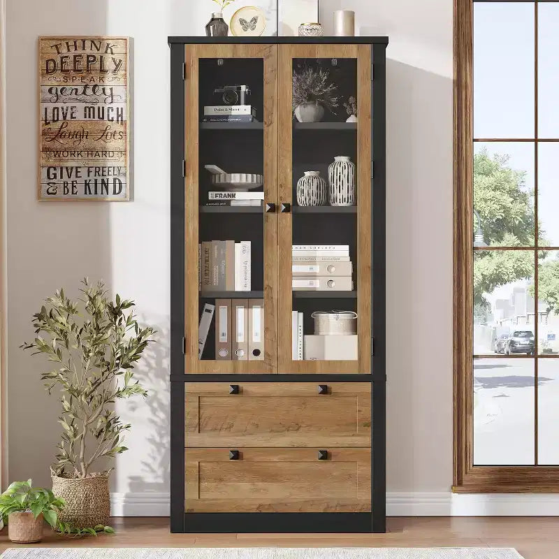 72 Kitchen Pantry Storage Cabinet, Modern Farmhouse Pantry with 2 Large Drawers & Adjustable Shelves, Freestanding Kitchen Cupboard for Dining Room