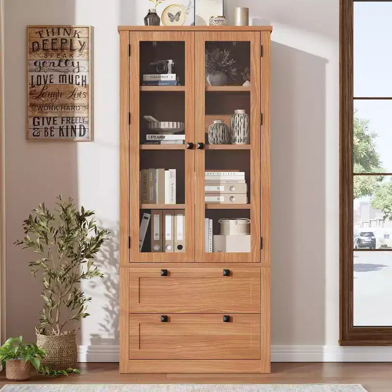 72 Kitchen Pantry Storage Cabinet, Modern Farmhouse Pantry with 2 Large Drawers & Adjustable Shelves, Freestanding Kitchen Cupboard for Dining Room