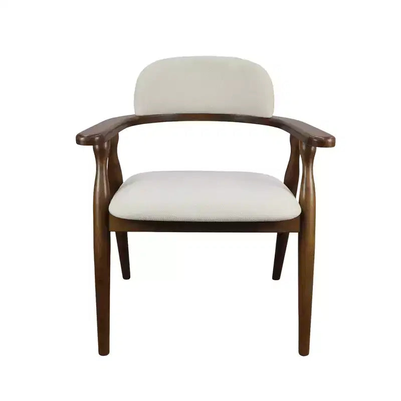 Set di 2 sedie da pranzo imbottite in legno di caucciù stile rustico, con schienale curvo