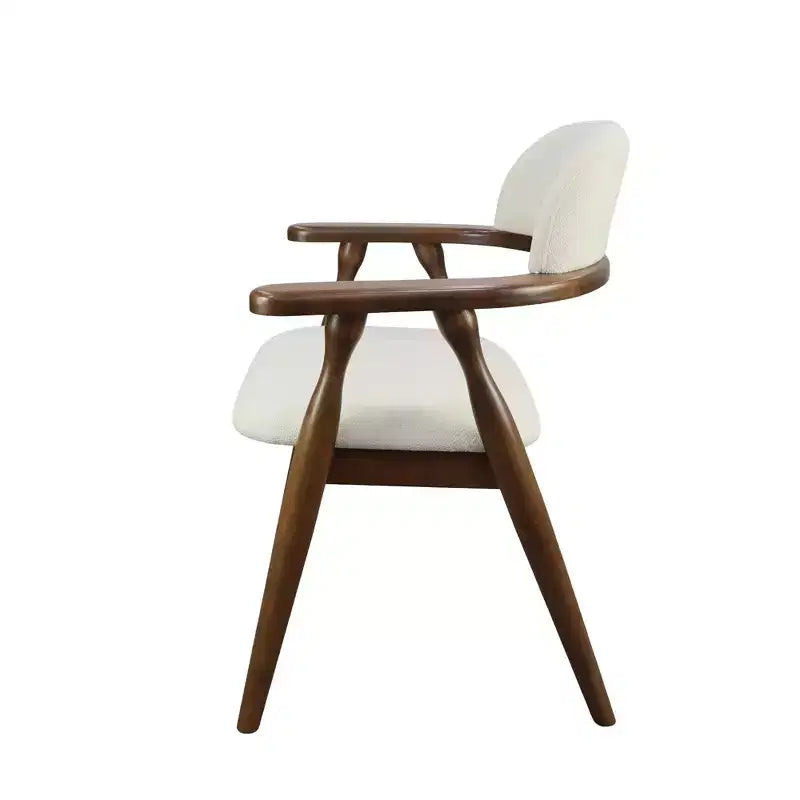 Set di 2 sedie da pranzo imbottite in legno di caucciù stile rustico, con schienale curvo