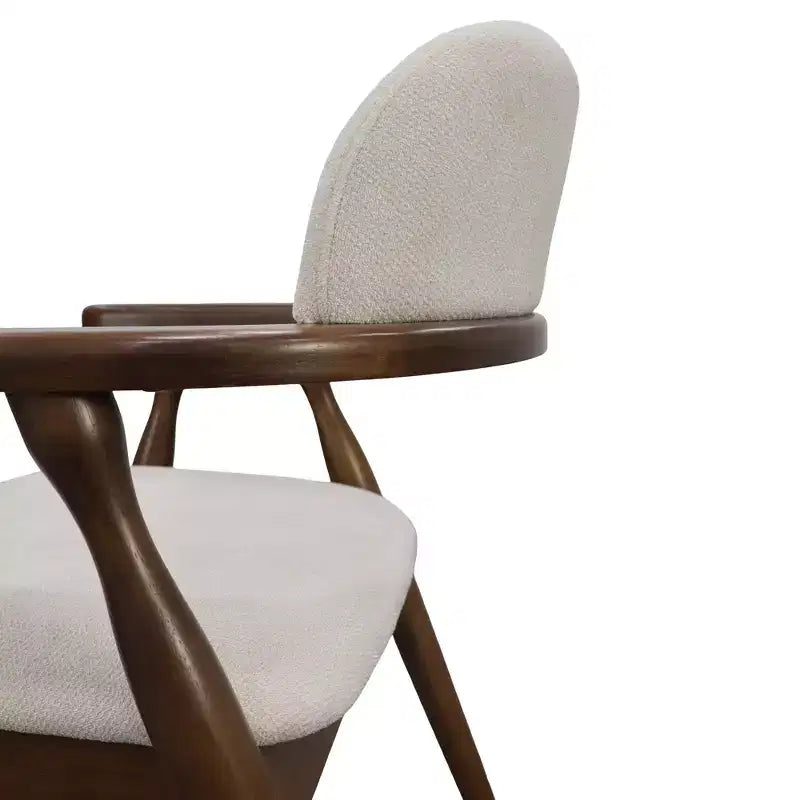 Set di 2 sedie da pranzo imbottite in legno di caucciù stile rustico, con schienale curvo