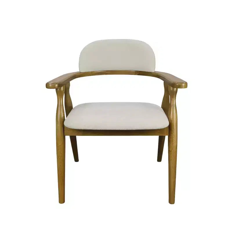 Set di 2 sedie da pranzo imbottite in legno di caucciù stile rustico, con schienale curvo