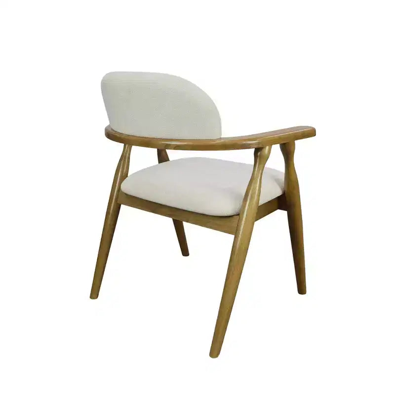 Set di 2 sedie da pranzo imbottite in legno di caucciù stile rustico, con schienale curvo