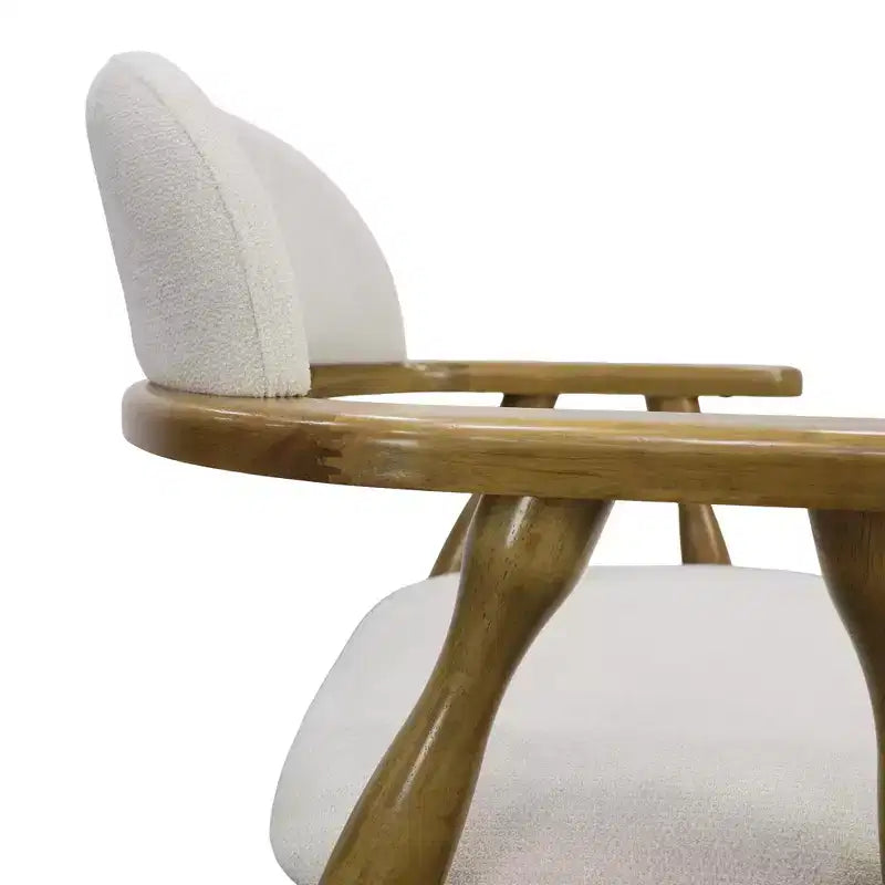 Set di 2 sedie da pranzo imbottite in legno di caucciù stile rustico, con schienale curvo