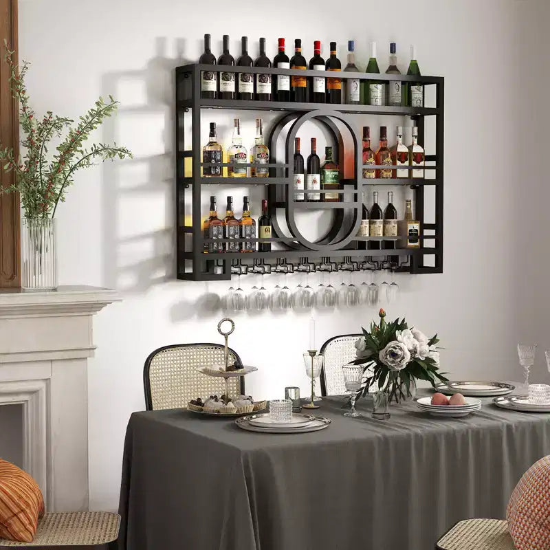 Wiszący stojak na wino 39/47, metalowe półki barowe z uchwytem na kieliszki, industrialna półka na alkohol do domowego barku, kuchni lub jadalni