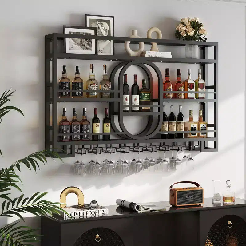Wiszący stojak na wino 39/47, metalowe półki barowe z uchwytem na kieliszki, industrialna półka na alkohol do domowego barku, kuchni lub jadalni