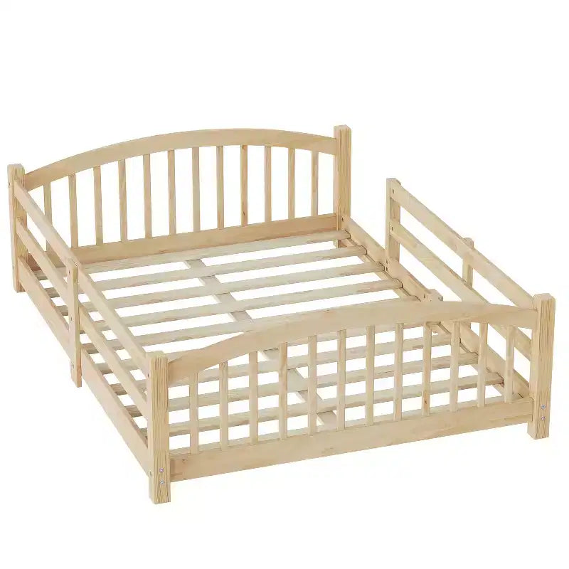 Full Size Low Profile Bed with Safety Rails and Headboard