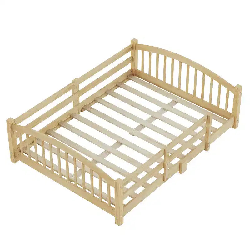 Full Size Low Profile Bed with Safety Rails and Headboard