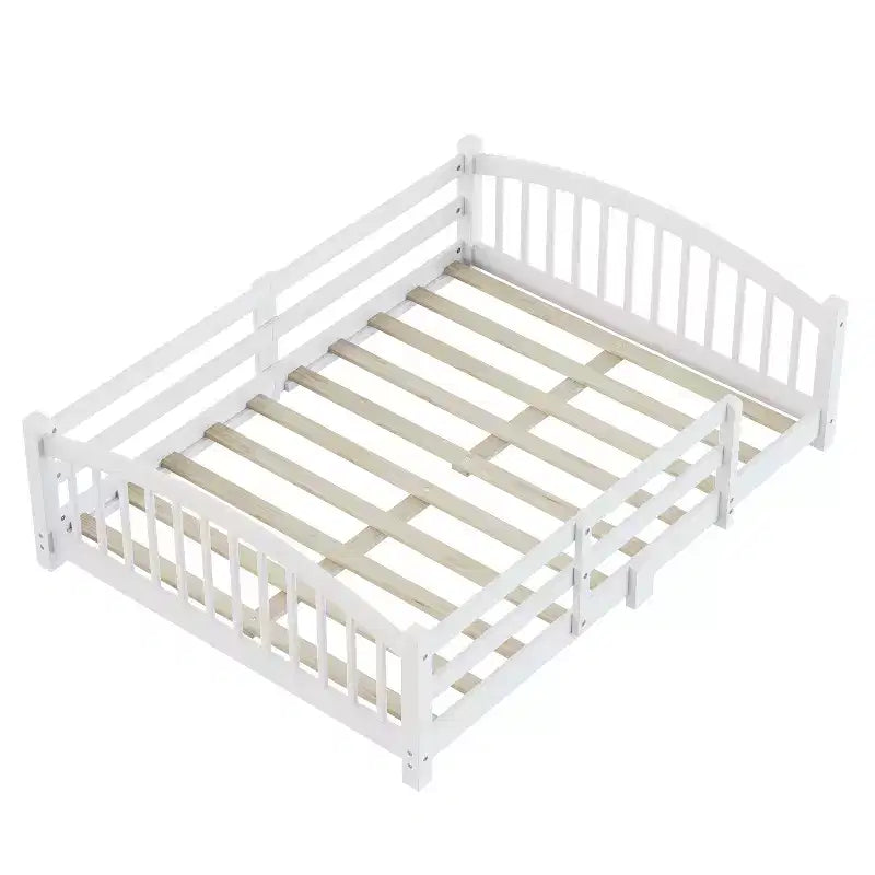 Full Size Low Profile Bed with Safety Rails and Headboard