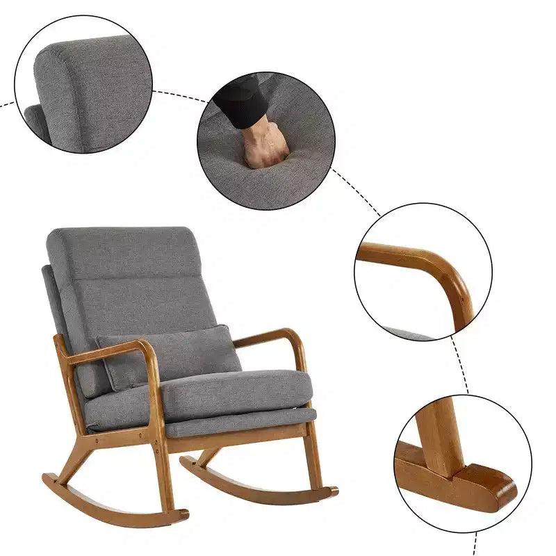 Upholstered Gray Rocking Chair