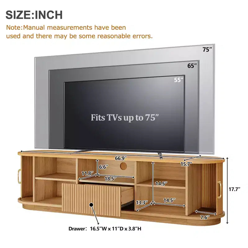 Rustykalna szafka RTV w stylu vintage z przesuwnymi drzwiami z drewnianych listewek, ryflowana konsola multimedialna w stylu rustykalnym o szerokości 75 z szufladą (naturalny rysunek drewna)