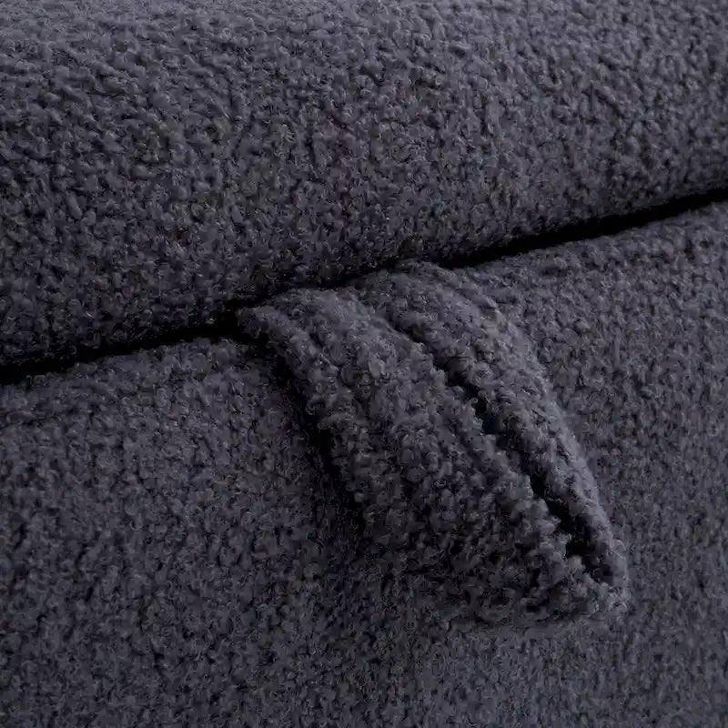 Ławka ze schowkiem z tkaniny typu teddy i metalowymi nogami, wielofunkcyjny prostokątny stołek-sofa ze schowkiem