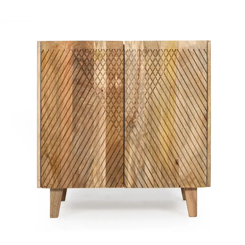 28W Accent Sideboard Cabinet with Storage with Fluted Design and Adjustable Shelf