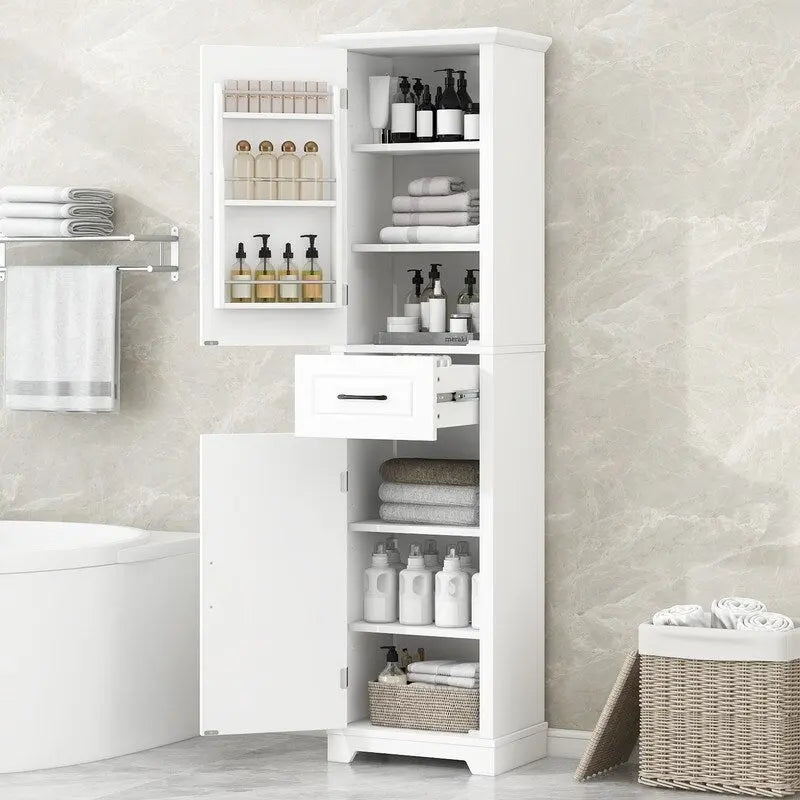 Freestanding Bathroom Storage Cabinet with 2 Doors and Adjustable Shelves