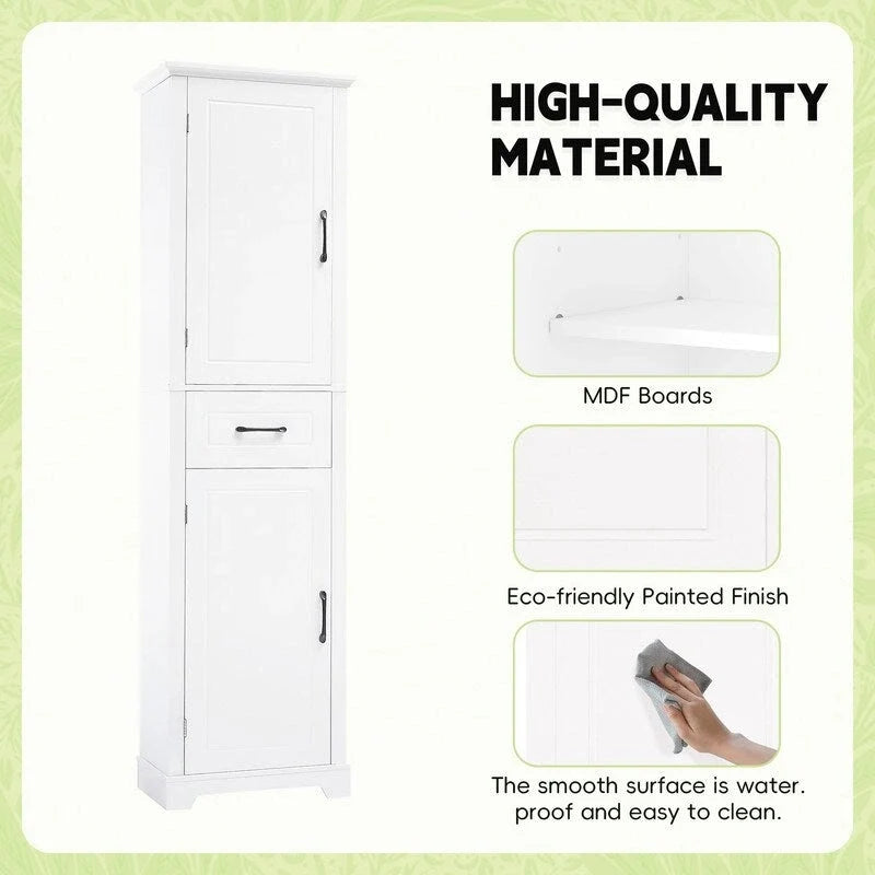 Freestanding Bathroom Storage Cabinet with 2 Doors and Adjustable Shelves