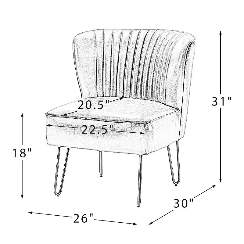 Sedia d'accento contemporanea con schienale trapuntato, rivestimento in ecopelle e gambe in metallo