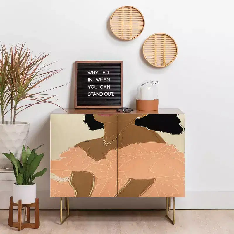 Double-Door Storage Side Cabinet With Adjustable Shelves