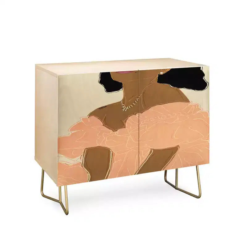 Double-Door Storage Side Cabinet With Adjustable Shelves