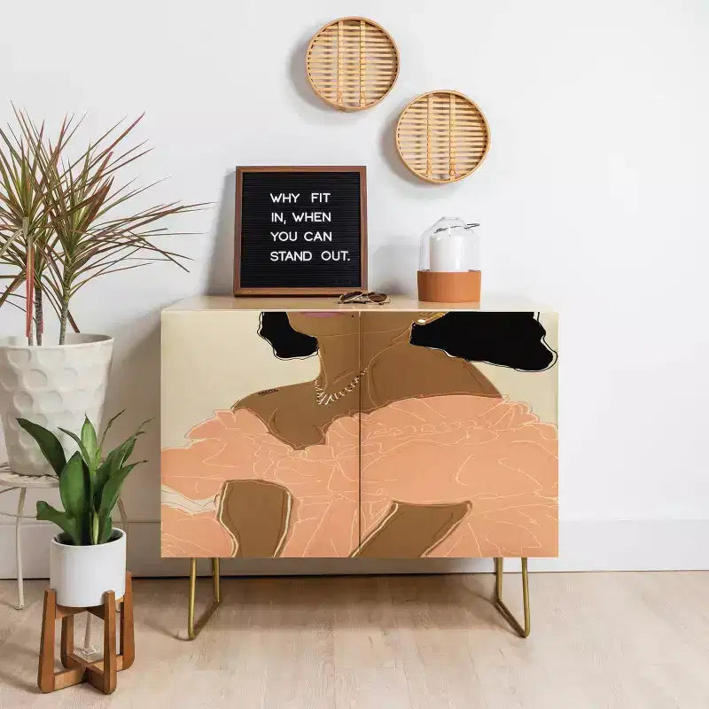 Double-Door Storage Side Cabinet With Adjustable Shelves