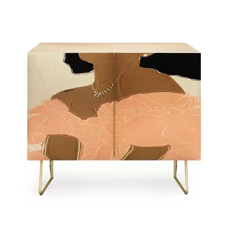Double-Door Storage Side Cabinet With Adjustable Shelves