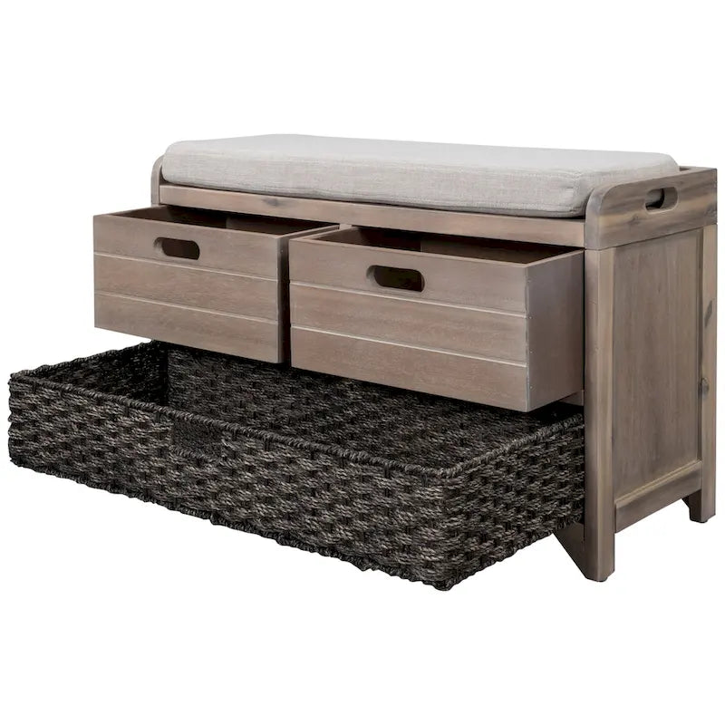 Storage Bench with Removable Basket and 2 Drawers