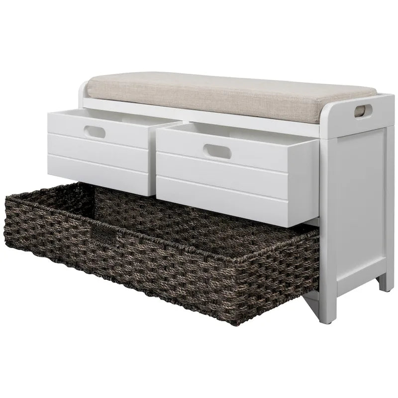 Storage Bench with Removable Basket and 2 Drawers