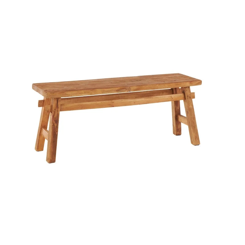 Hand-Distressed Reclaimed Wood Bench (with Tall Legs) - Brown, 14" W x 47" L x 19" H