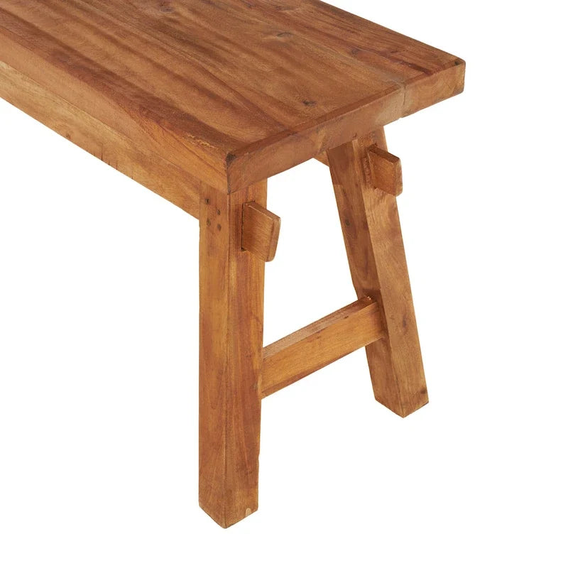 Hand-Distressed Reclaimed Wood Bench (with Tall Legs) - Brown, 14" W x 47" L x 19" H