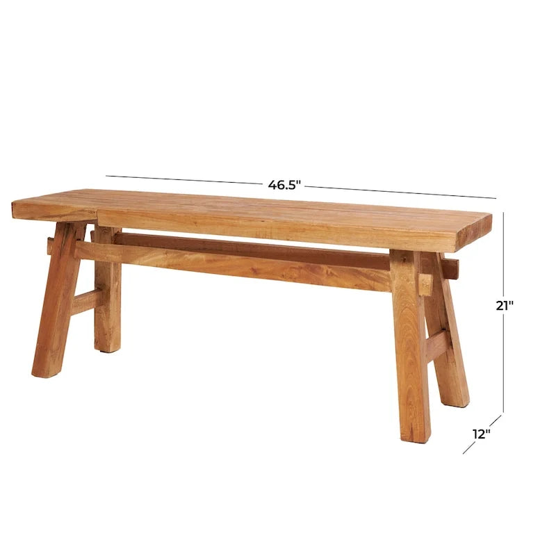 Hand-Distressed Reclaimed Wood Bench (with Tall Legs) - Brown, 14" W x 47" L x 19" H