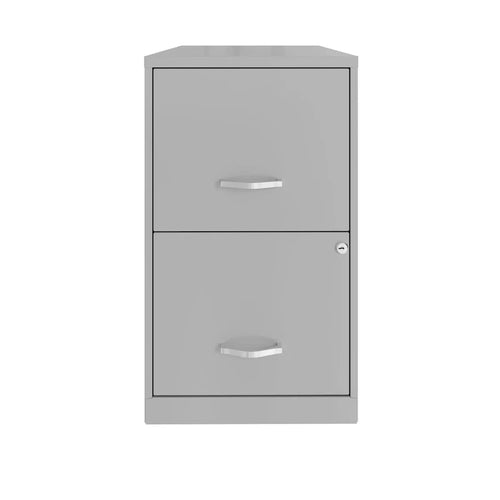 18-Inch 2-Drawer Metal Filing Cabinet, Arctic Silver