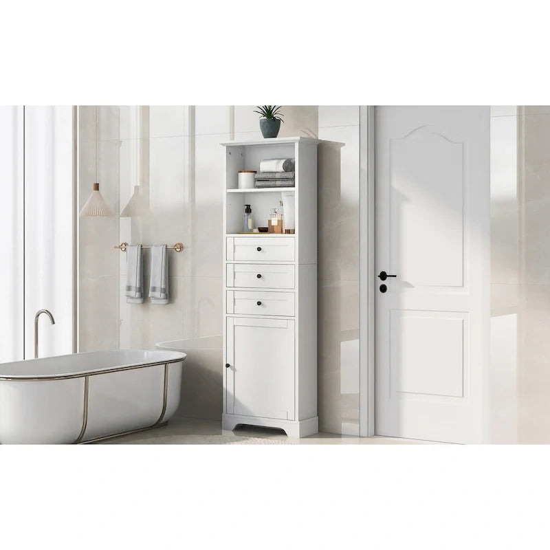Mobile contenitore alto con 3 cassetti e ripiani