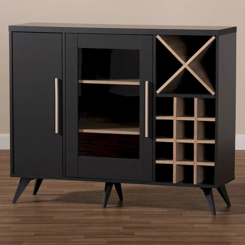Mid-Century Modern Style Wine Cabinet - 38.78" H x 47.24" W x 13.39" D