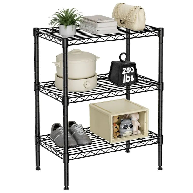 3-Tier Storage Shelving Unit, Adjustable Metal Wire Racks