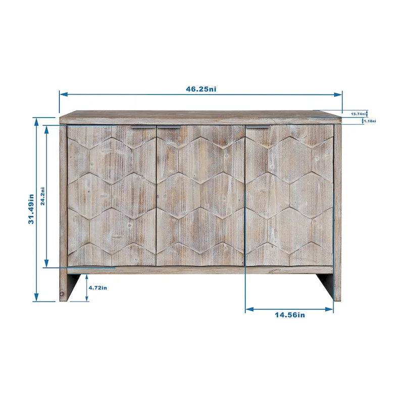Mobile in legno a 3 ante in stile rustico da fattoria