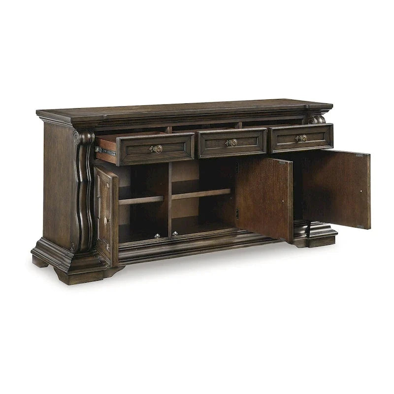 Ciemnobrązowa komoda bufetowa - 71.63" W x 20.75" D x 34.38" H