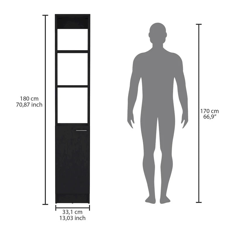 Bathroom Storage Cabinet with one Doors, Tall Bathroom Cabinet with 6 Shelves, for Bathroom, Living Room, Kitchen