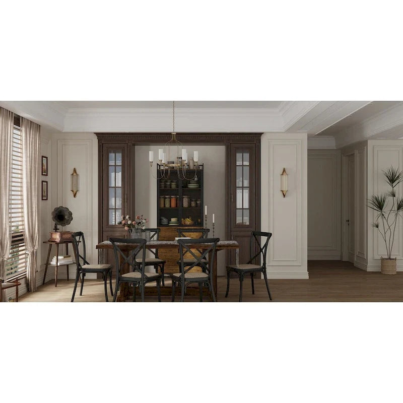 Brown Walnut Color Retro Kitchen Storage Cabinet Collection with Iron Frame