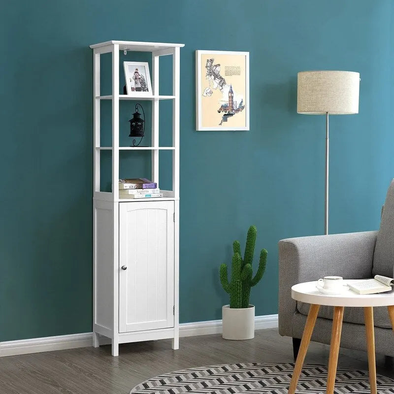 Floor Cabinet with 3-Tier Shelf - 12.6D x 15.7W x 63H