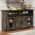 Credenza a buffet in stile rustico da fattoria da 63 W con 2 ante scorrevoli stile fienile e 2 ante a griglia trasparente