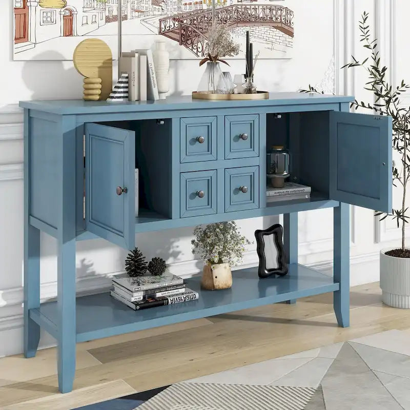 Madia blu con ripiano inferiore